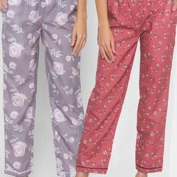 FashionRack Women Pack of 2 Grey & Brown Printed Lounge Pants-picture-21