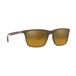 Ray-Ban Gold Polarized Rectangular Sunglasses for Men image 3