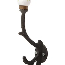 IndianShelf White & Brown Star Printed Ceramic Wall Hook-picture-14