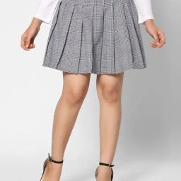 TeenTrums Girls Black & White Checks Skirt-image-55