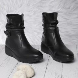 Elle Women's Black Wedge Booties-image-20