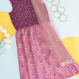 YU by Pantaloons Kids Purple & Dusty Pink Printed Lehenga Cholis-image-21