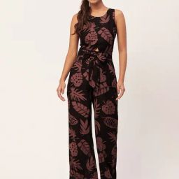 Moomaya Black & Brown Printed Jumpsuit-image-46