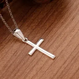 GIVA 92.5 Sterling Silver Blessed Holy Cross Unisex Pendant with Chain-image-6