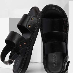 Fausto Men's Black Back Strap Sandals-image-75