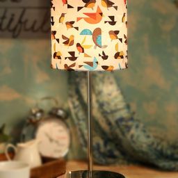 green girgit Steel-Coloured & Beige Flying Bird Printed Lamp with Shade-37