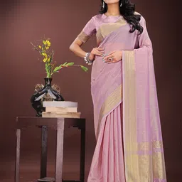 DIVASTRI Woven Design Zari Organza Saree-image-74