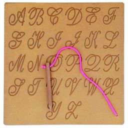 Bey Bee Wooden Educational Toys for Kids English Cursive Alphabet Practice Board - Brown-24