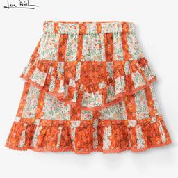 Arias Cotton Crinkle Floral Printed Skirt With Lining - Off White-image-45