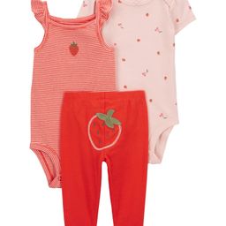 Carter's Cotton Blend Striped Onesie & Leggings Set Strawberry Print & Embroidery - Red-image-59
