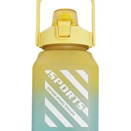 1500ML Cute Water Bottle with Straw and Strap BPA Free Twin Color Shading for Adult and Kids Gym Sports Outdoors (Yellow) 3D Stickers Included-image-53