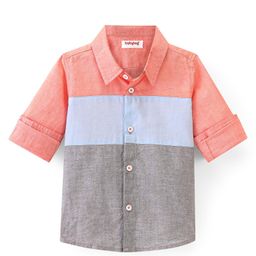 Babyhug Cotton Woven Full Sleeves Shirt Cut & Sew -Pink Blue & Grey-image-67