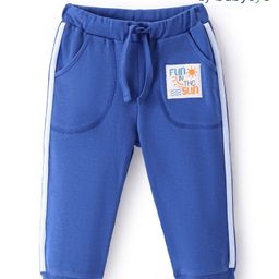 Babyoye 100% Cotton With Eco Jiva Finish Full Length Track Pants Text Print - Blue-image-97