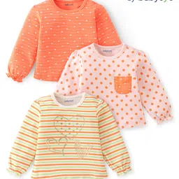 Babyoye 100% Cotton Knit with Eco-Jiva Finish Full Sleeves T-Shirts Polka Dots & Heart Print Pack of 3 - Multicolour-picture-42