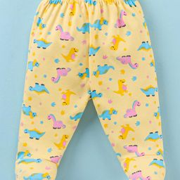 Child World Interlock Knit Footed Bootie Leggings With Dinosaurs Print - Gold-image-81