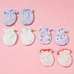 Ben Benny Interlock Knit Mittens with Star PrintsPack of 4 - Grey Lilac & White-picture-48