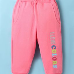 Zero Knit Full Length Fleece Pant with Text Print - Baby Pink-picture-2