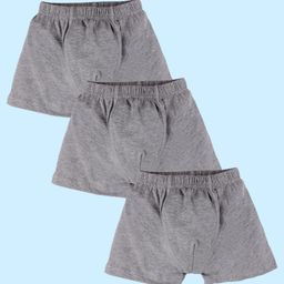 Kiddopanti Pack Of 3 Solid Boxer Shorts - Grey Melange-image-81