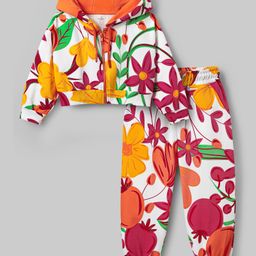 OLLINGTON ST. Cotton Winter-Wear Co-ords Set of Printed Full Sleeves Zipper Hoodie & Joggers -Multicolor-image-12