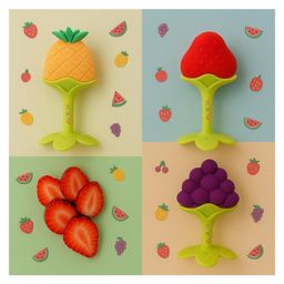 AEREX Premium Organic Fruit Teether Combo Nipple Teething for Newborn Babies, Infant & Toddlers Bpa Free Natural Teething Freezer Safe Baby Teethers 0-12 Months Assorted | Pack of 3-17