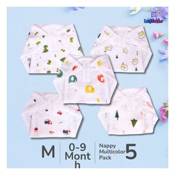 LazyToddler Muslin Nappy Set of 5 Medium (ALP)-12