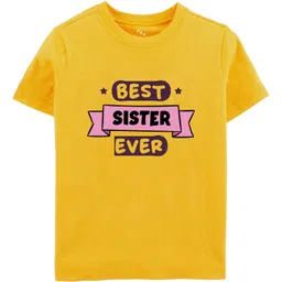 Zeezeezoo 100% Cotton Knit Raksha Bandhan Theme Half Sleeves Best Sister Ever Text Printed Tee - Yellow-picture-3