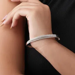 TKRB SALES Rhodium-Plated Cubic Zirconia Studded Bangle-Style Bracelet-picture-20