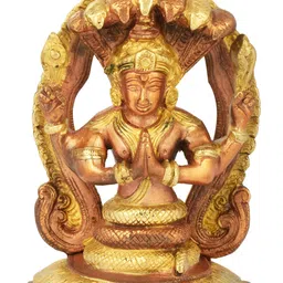 Exotic India Copper-Toned & Gold Toned Lord Patanjali Religious Brass Idol Showpiece-53
