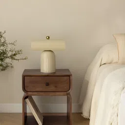 THEGASBH Brown Wooden Rectangle Bedside Table-picture-3