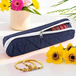 Kuber Industries Blue & White Polka Dots Printed Jewellery Organiser-32