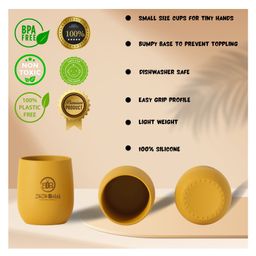 ZoZoBaa Silicone Baby Drinking Cup with Easy Grip | Multipurpose Tiny Cups for Infants First Stage Training | Bpa-Free, Unbreakable Non Sippy Cup for Toddlers (Mango Yellow) image 4