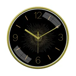 Aura Black & Gold-Toned Printed Round Contemporary Modern Wall Clock-21