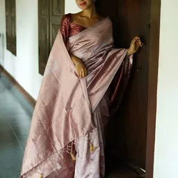 CANIZZARO Woven Design Floral Zari Banarasi Saree-picture-21