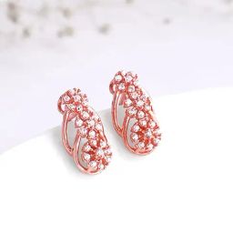 GIVA 92.5 Sterling Silver Rose Gold Floral Edifice Stud Earrings-image-71