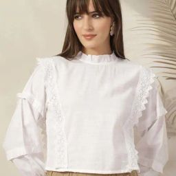 Melon By plusS White Cotton Plain Top-picture-28