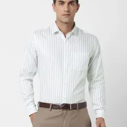 Peter England White Slim Fit Stripe Formal Shirt-picture-9