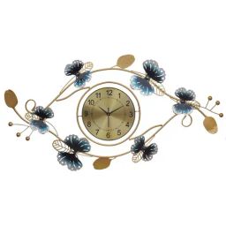 CHRONIKLE Golden Iron Decorative Butterfly Design Analog English Numbers Wall Clock image 3