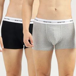 United Colors Of Benetton Black & Grey Regular Fit Striped Trunks - Pack Of 2-picture-25
