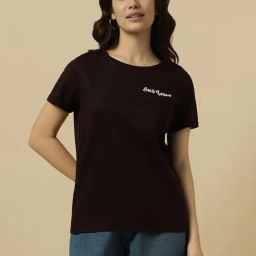 Allen Solly Brown Cotton Regular fit Print T-Shirts-20