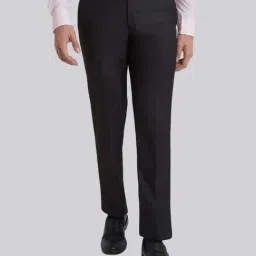 Park Avenue Grey Regular Fit Checks Trousers-image-80