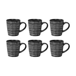 Nestasia Black Ceramic Coffee Matte Finish Mug Set of 6 (275 ml)-12