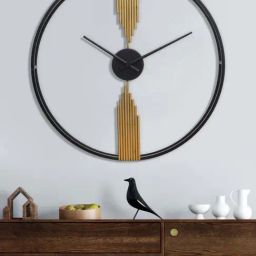 CHRONIKLE Black And Golden Wrought Iron Decorative Round Analog Wall Clock-2