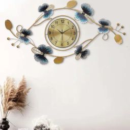 CHRONIKLE Golden Iron Decorative Butterfly Design Analog English Numbers Wall Clock image 2