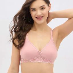 Clovia Pink Cotton Regular Fit Bra-image-9