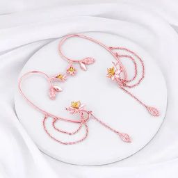 GIVA 92.5 Sterling Silver Bhumi Rose Gold And Golden Dazzling Musli Ear Cuff Earrings-image-59
