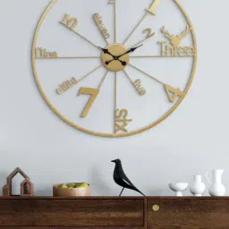 CHRONIKLE Golden Iron Designer Round Analog Wall Clock-image-0