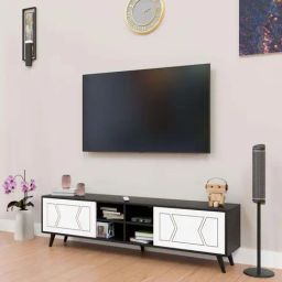 SPYDER CRAFT D3 Engineered Wood Floating TV Entertainment Unit (White & Black) image 2