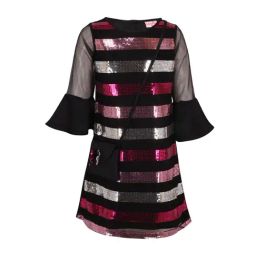 Cutecumber Kids Black Embellished Dress with Bag-image-99