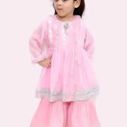 Little Bansi Kids Pink Embroidered Suit Set-image-70