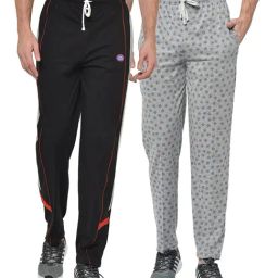 Vimal Jonney Black & Grey Regular Fit Trackpants - Pack of 2-image-69